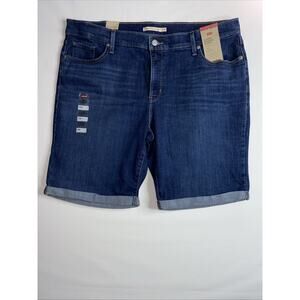 Levi's Jean Shorts Womens 20W Blue Classic Bermuda Cuffed Medium Wash Denim NEW
